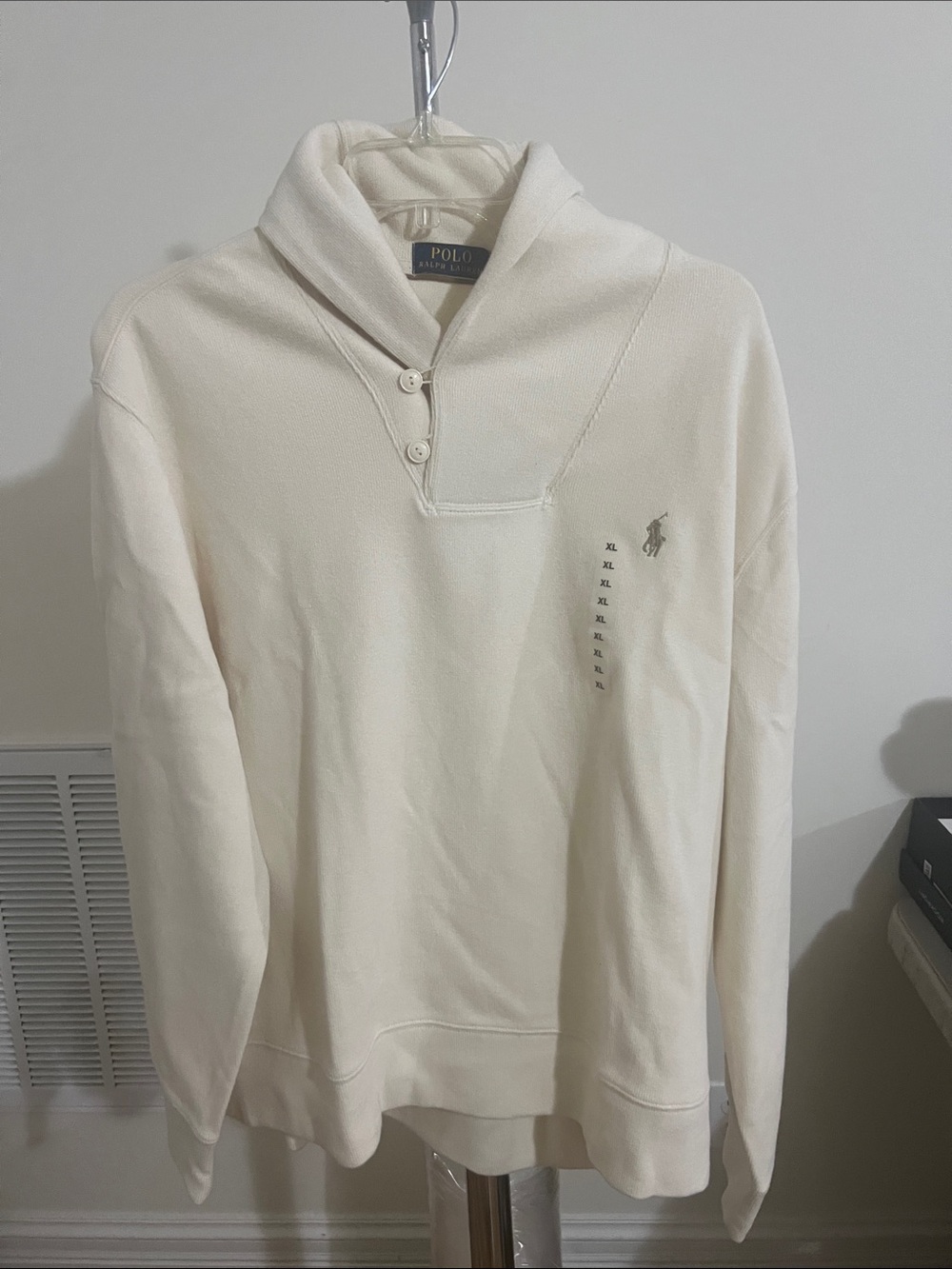 Polo by Ralph Lauren Cream Shawl-Collar Pullover Sweater